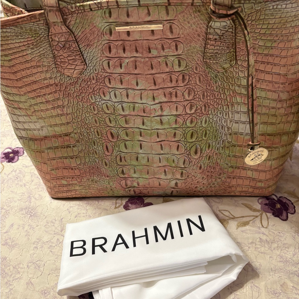 Brahmin Multicolor Croc Embossed Tote